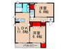 ラフィーネ大蔵司 2LDKの間取り