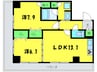 セントラル堺東 2LDKの間取り