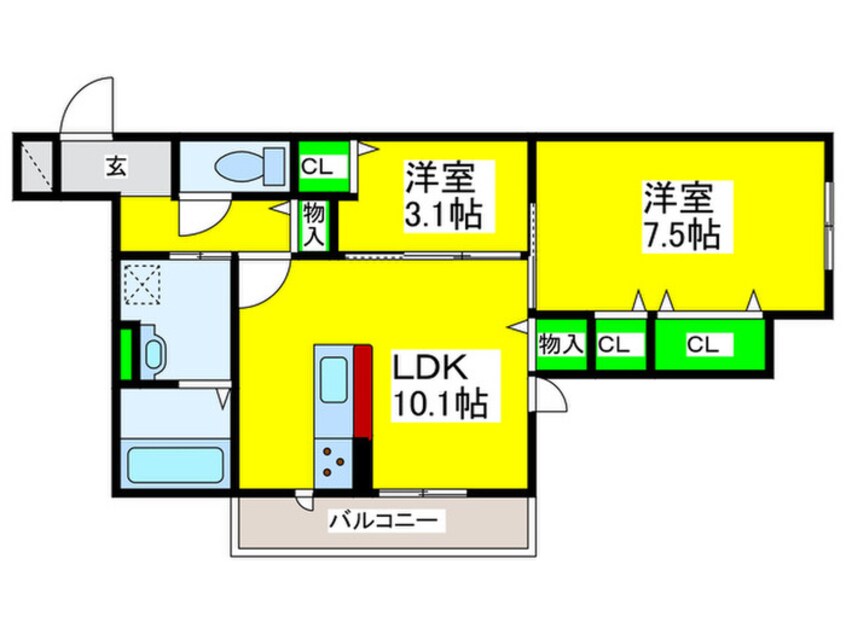 間取図 シャルマン東三国ケ丘