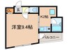 グリ－ンシャルバ－ト 1Kの間取り