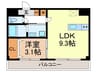 アヴァロン八島町 1LDKの間取り