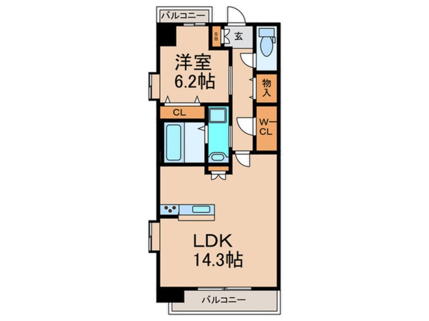 間取図 仮)ｽﾌﾟﾗﾝﾃﾞｨｯﾄﾞ福島WEST