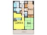 白鷹苦楽園マンション 2LDKの間取り