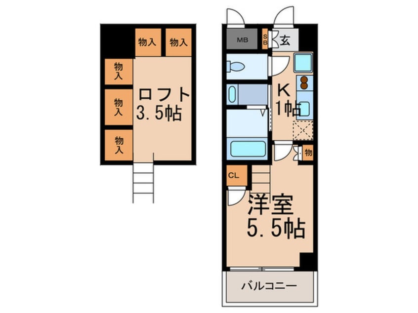 間取図 ｴｽﾍﾟﾗﾝｻsekigane六甲道