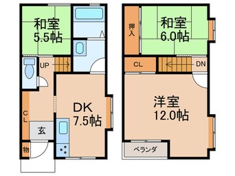 間取図 郡家新町テラスハウス