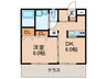 リベルタ梅ノ木 1DKの間取り