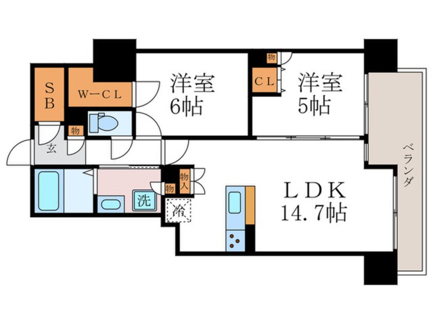 間取図 プレミスト京都四条堀川(205)