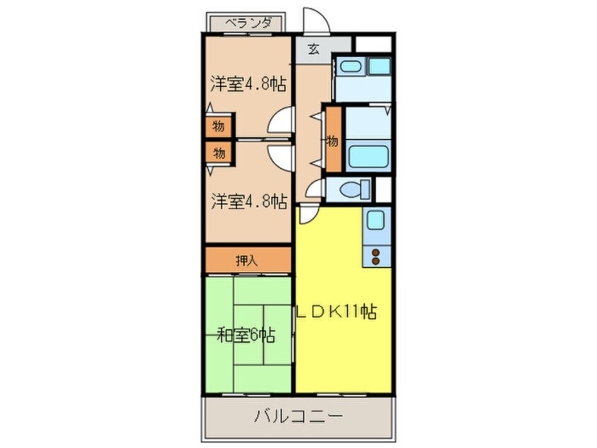 間取図 カルムエ－ル乾