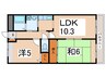 アフロディ布市 2LDKの間取り