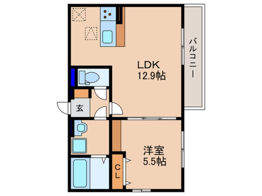 間取図 仮)Ｄ－ＲＯＯＭ平井Ａ棟