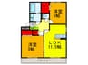 クレ－ル萱振Ｃ棟 2LDKの間取り