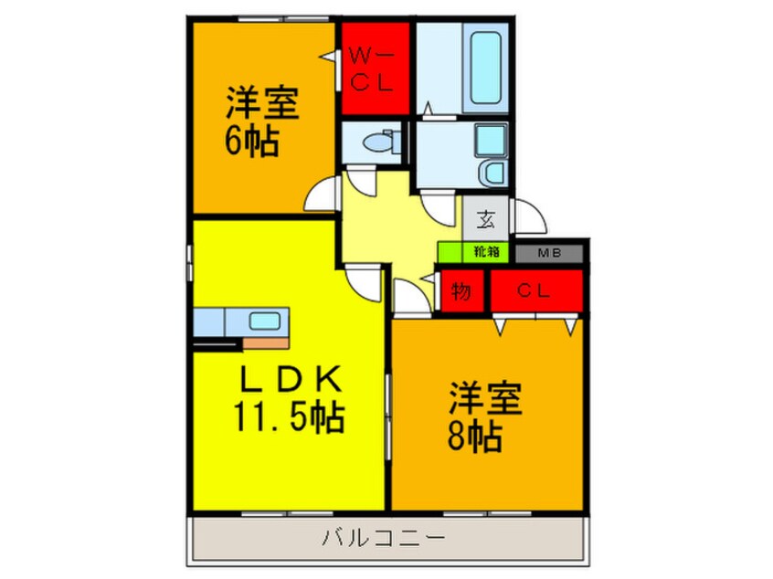 間取図 クレ－ル萱振Ｃ棟