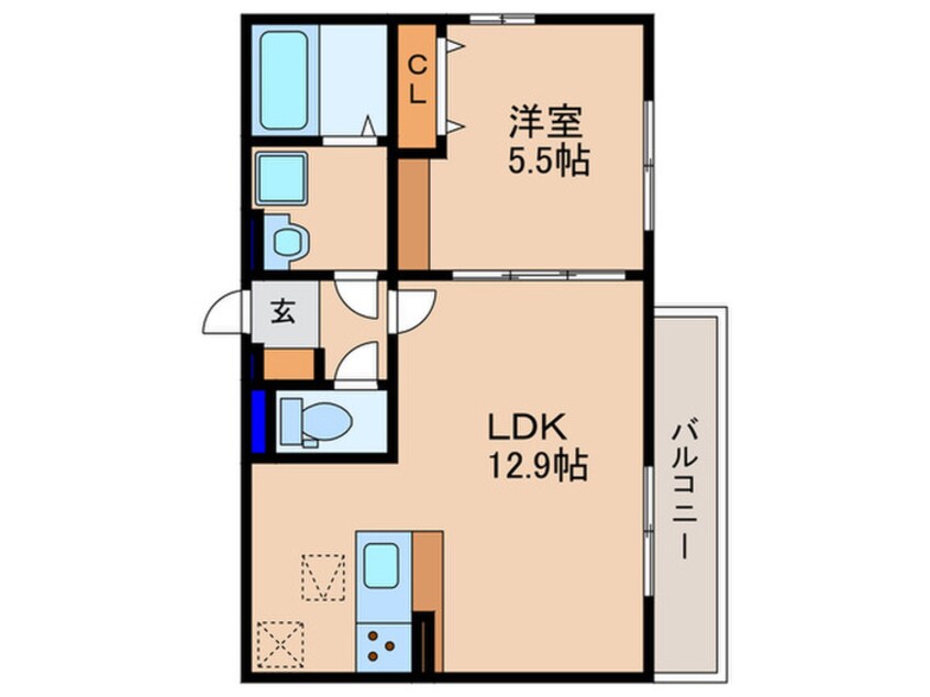間取図 仮)Ｄ－ＲＯＯＭ平井Ｂ棟