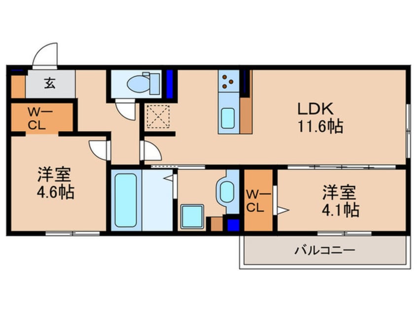 間取図 仮)Ｄ－ＲＯＯＭ平井Ｃ棟