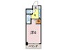 ＹＫハイツ中崎Ⅱ 1Kの間取り