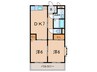 サンライズ　ヴィレッジ 2DKの間取り