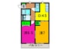 ソレイユB 2DKの間取り