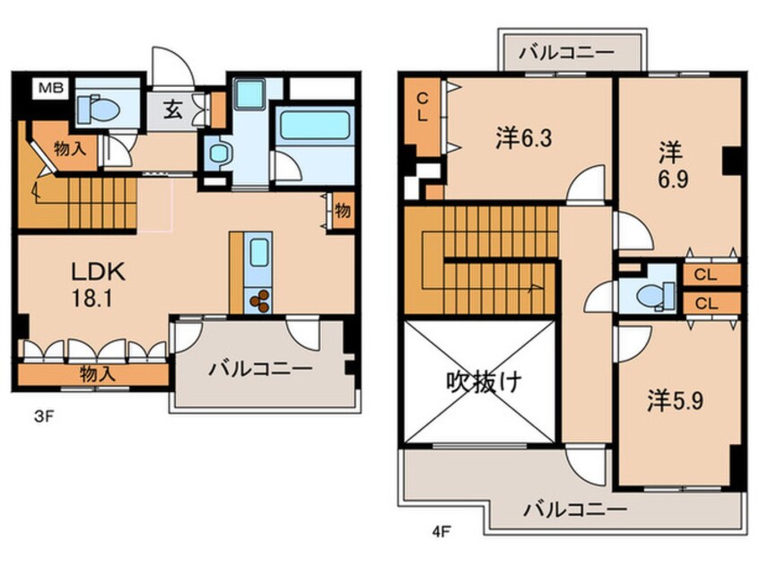 間取図 デセンテ甲子園口