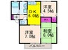 サンコートズシC棟 3DKの間取り