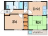 グランディア夙川Ⅱ 2DKの間取り
