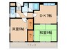 グランディア夙川Ⅱ 2DKの間取り