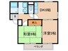 コスモハイツ 2DKの間取り