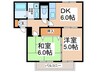 コスモハイツ 2DKの間取り