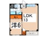 エルハイム久宝寺 1LDKの間取り