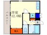 メルディアキューブ観月橋B棟 1Rの間取り