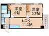 間之町御池レジデンス 2LDKの間取り
