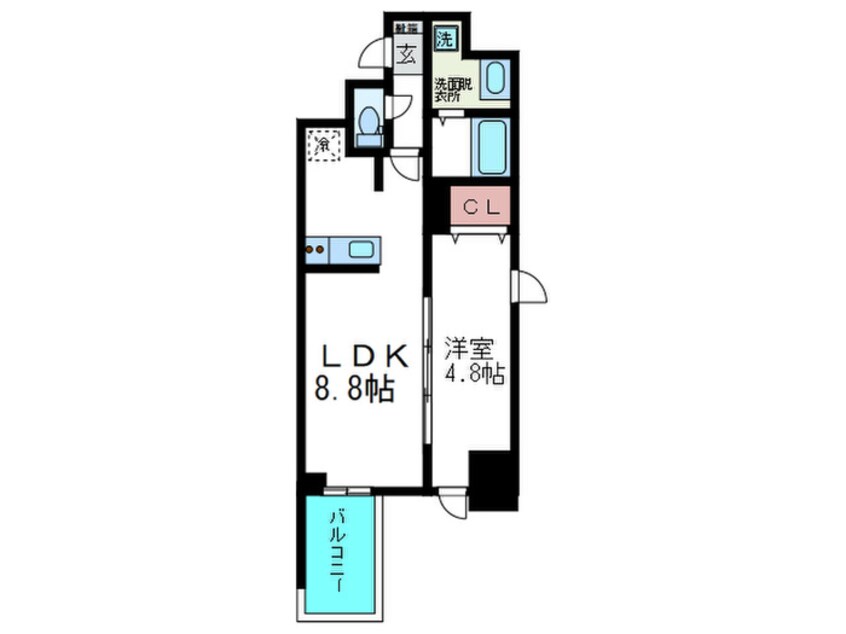間取図 ﾌﾟﾚｻﾝｽ北浜ﾚｶﾞｰﾛ(804)