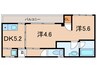 メビウス駒ヶ林レジデンス 2DKの間取り