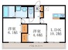 セジュール鏡が浜 2LDKの間取り