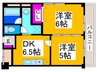 セジュール水賀池 2DKの間取り
