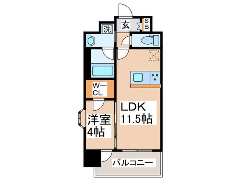 間取図 ｽﾌﾟﾗﾝﾃﾞｨｯﾄ中之島DUE