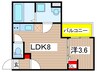 エバーグリーンTACHIBANA 1LDKの間取り