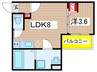 エバーグリーンTACHIBANA 1LDKの間取り