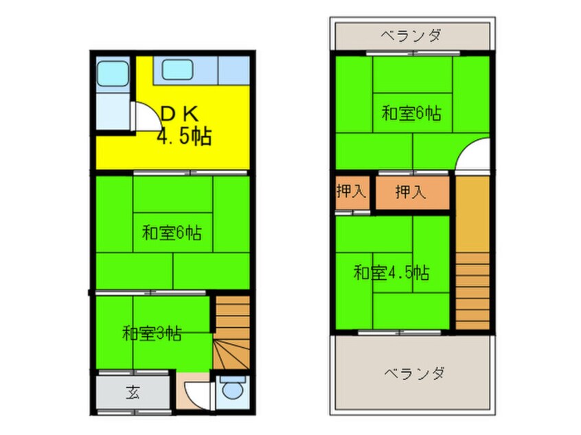 間取図 津久野町2丁貸家