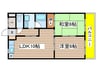ルナシャトー白鳥 2LDKの間取り