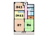 ルナシャトー白鳥 3DKの間取り