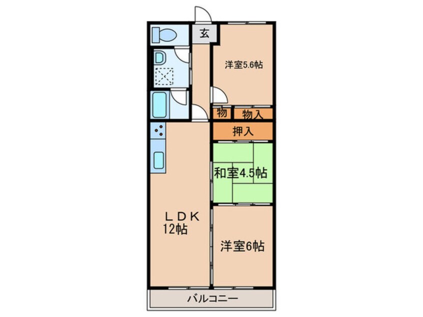 間取図 ブル－ム　アサヒ