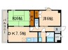アルファメゾン沢上 2DKの間取り