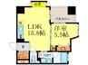 カスタリア伏見 1LDKの間取り