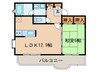 綾羽アネックス葵 1LDKの間取り