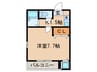 エクセラン柏森 1Kの間取り