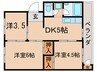 高間コ－ポ 3DKの間取り