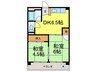 クインビル 2DKの間取り