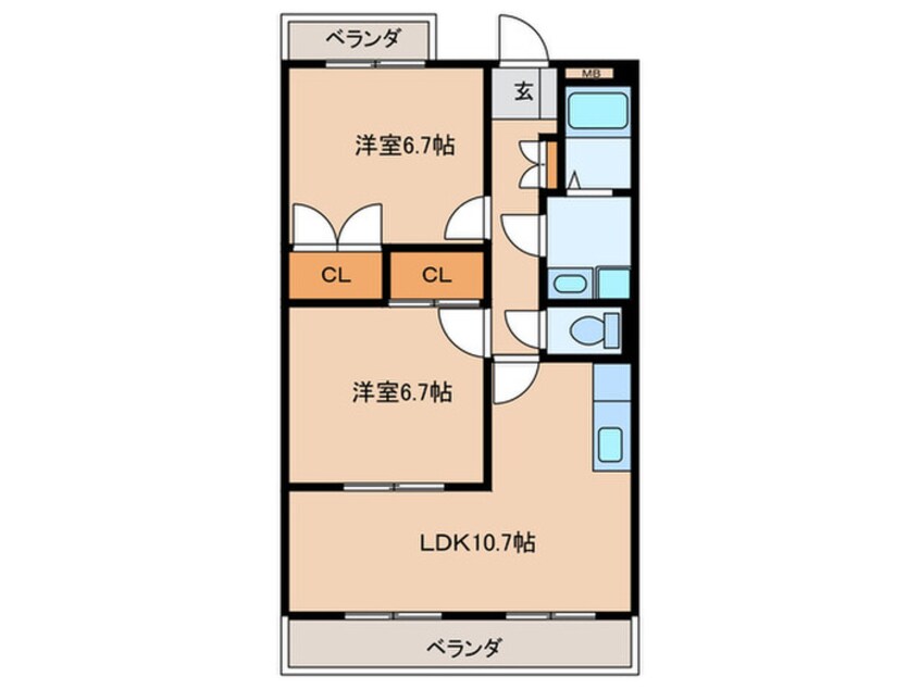 間取図 コンフォ－ル南川