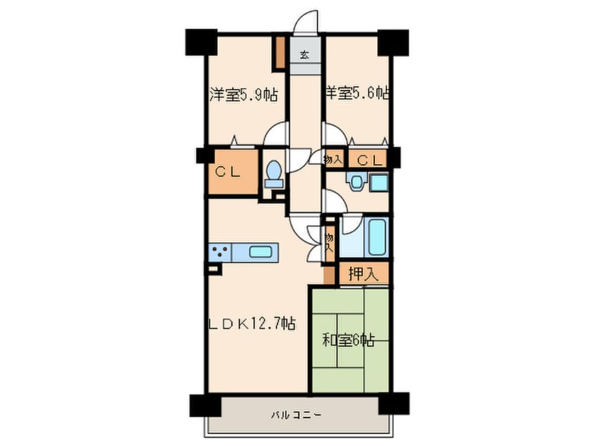 間取図 バンベール新生公園(605)