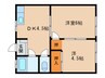 鹿山荘 2DKの間取り